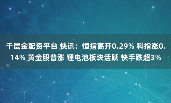 千层金配资平台 快讯：恒指高开0.29% 科指涨0.14% 黄金股普涨 锂电池板块活跃 快手跌超3%
